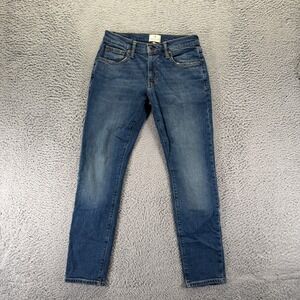 Mutual Weave Jeans Mens 28x30 Blue Cotton Denim Tapered Workwear Faded Stretch